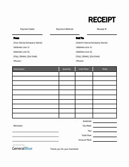 Blank Receipt Template in Excel (Basic)