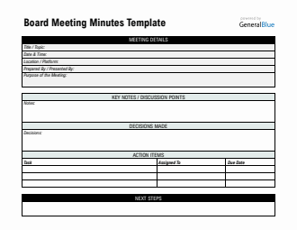 Customizable Board Meeting Minutes Template Word