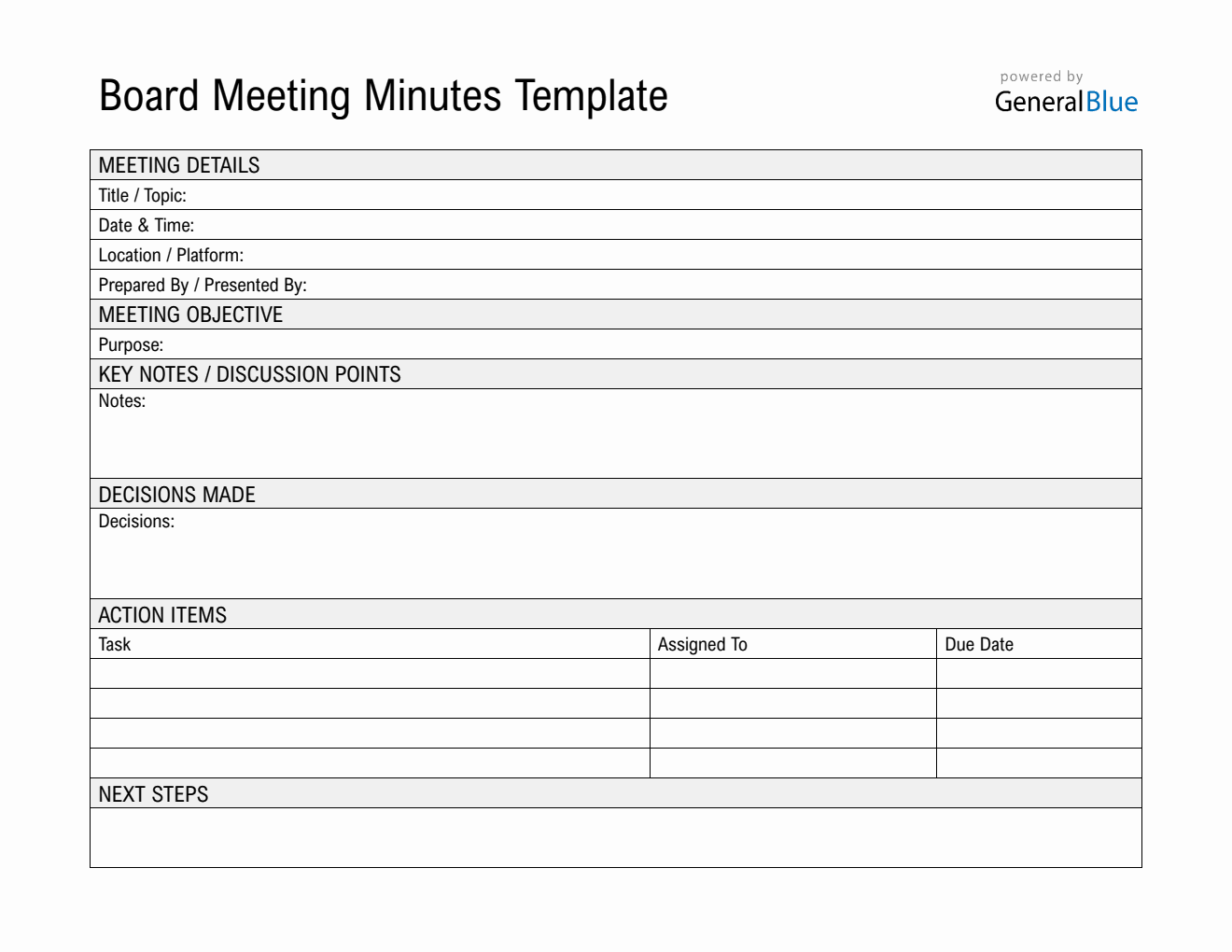 Customizable Board Meeting Minutes Template Word
