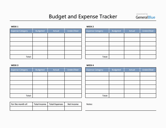 Budget and Expense Tracker in PDF (Simple)