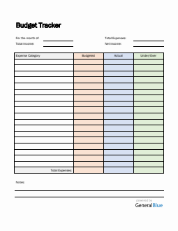 Colorful Budget Tracker in Word