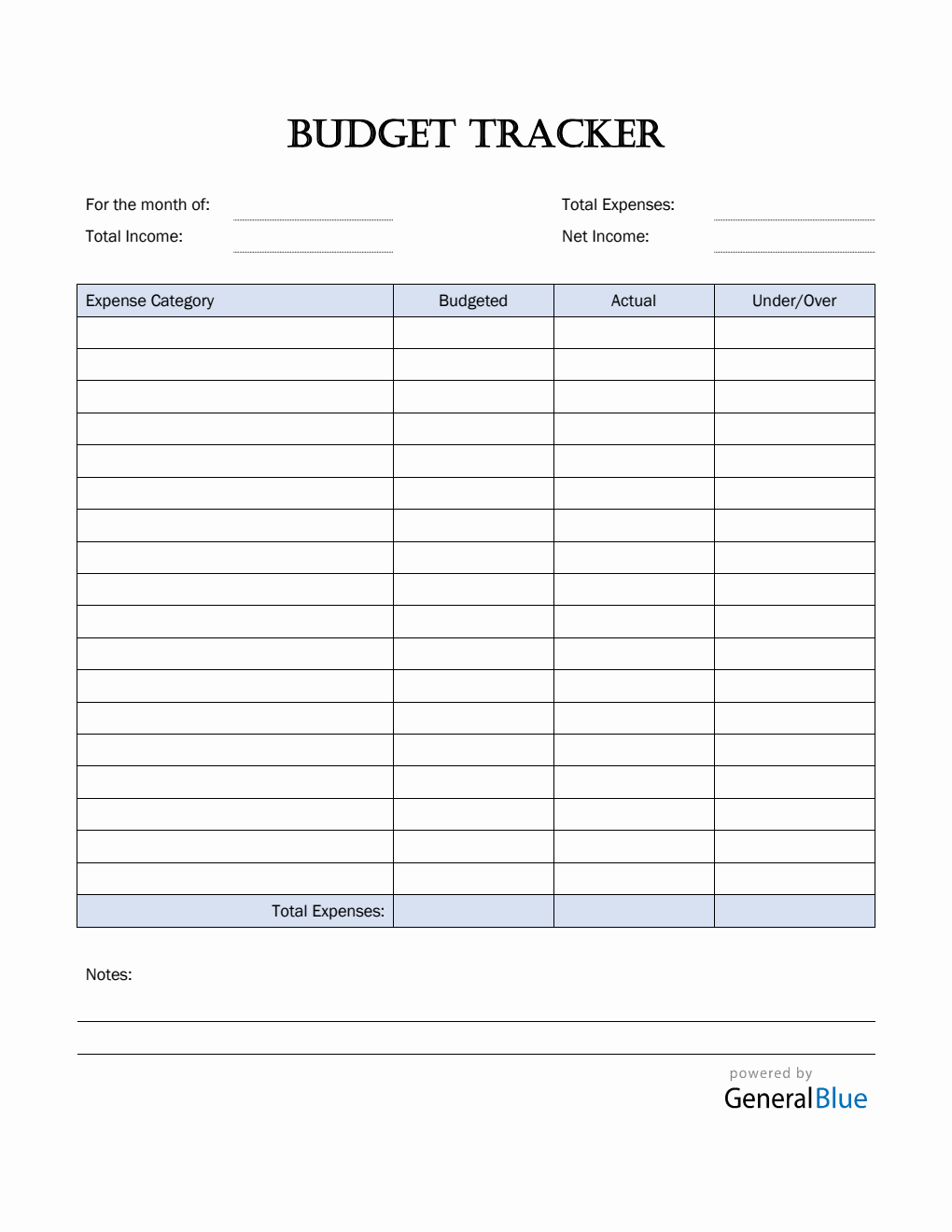 Simple Budget Tracker in Word
