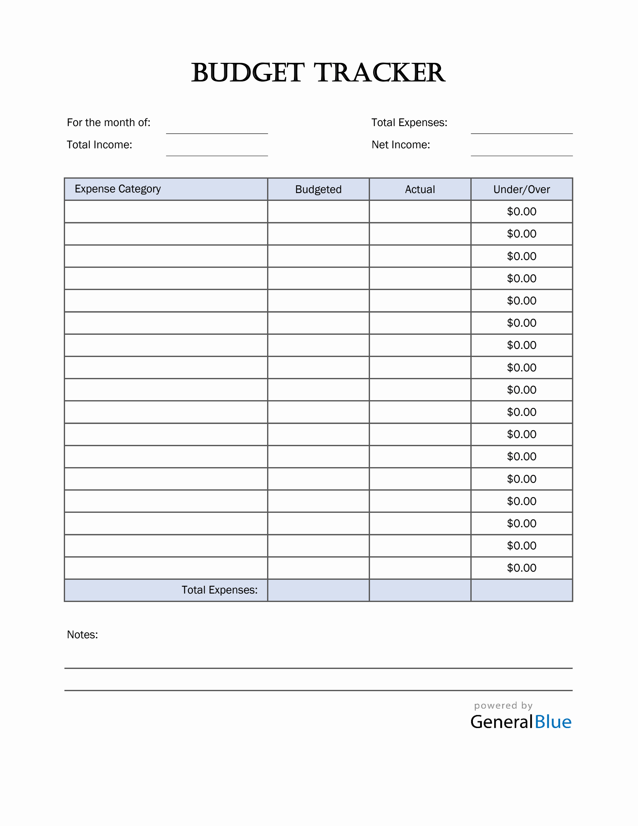 Simple Budget Tracker in Excel