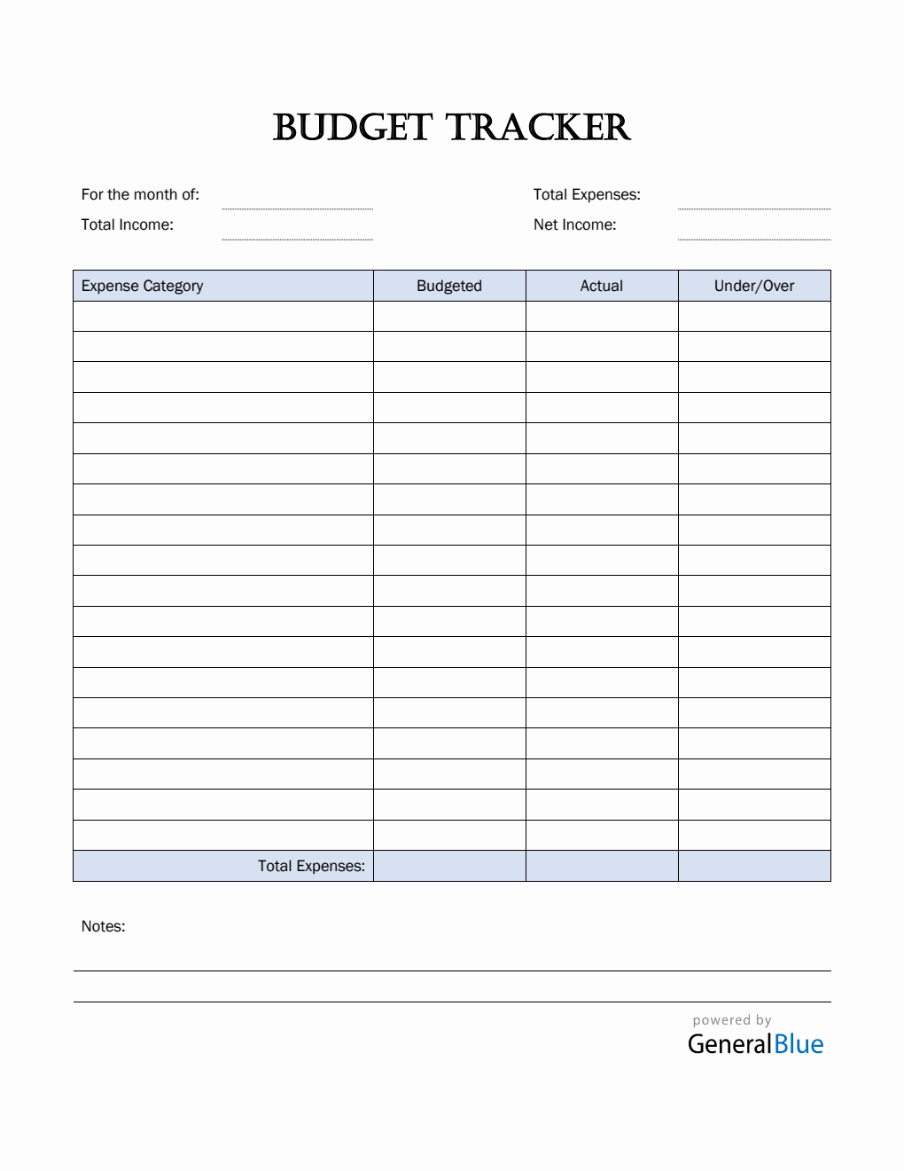 Simple Budget Tracker in PDF