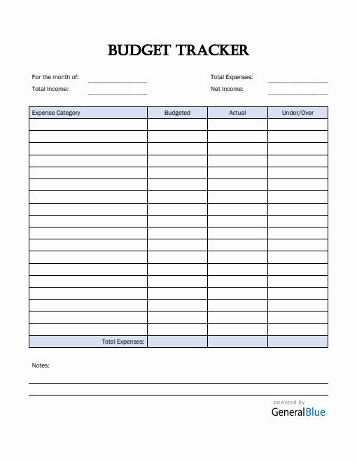 Simple Budget Tracker in PDF
