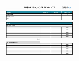 Business Budget Template in Excel (Basic)