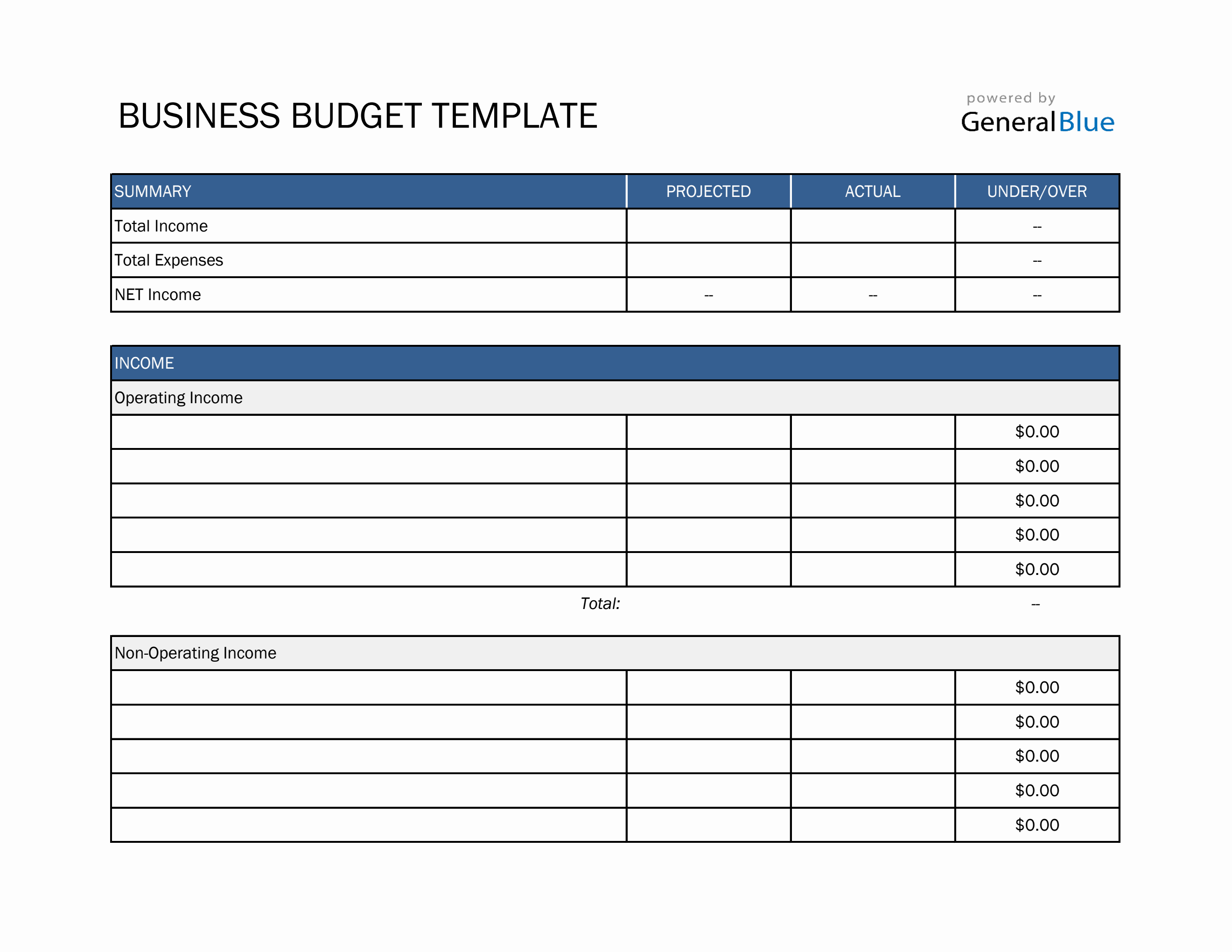 Operating Budget Template Excel Athletic Budget Template For Excel