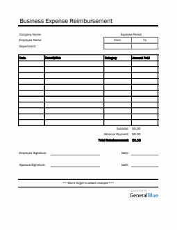 Business Expense Reimbursement in PDF (Printable)