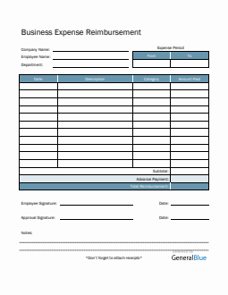 Business Expense Reimbursement in Word (Aqua)