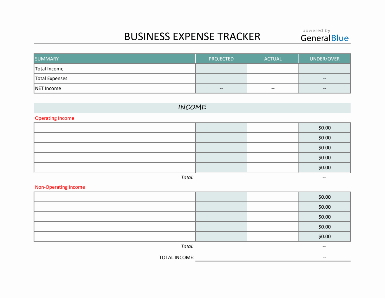 Business Expense Tracker in Excel
