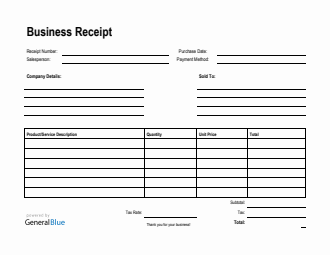 Printable Business Receipt Template in Word