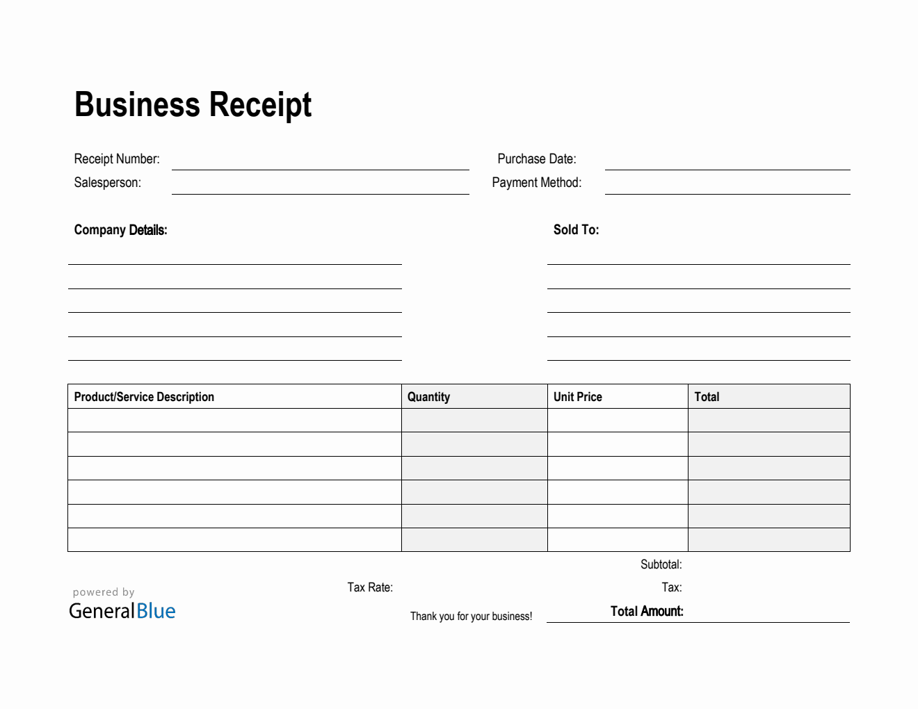 Simple Business Receipt Template in Word Simple Business Receipt Template in Word