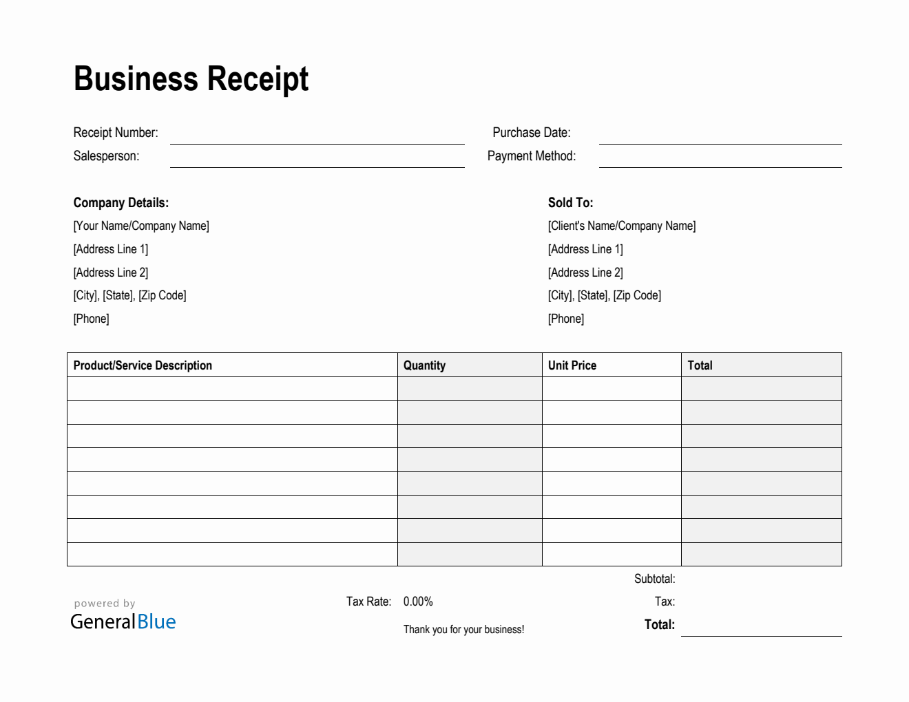 Free Word Receipt Templates