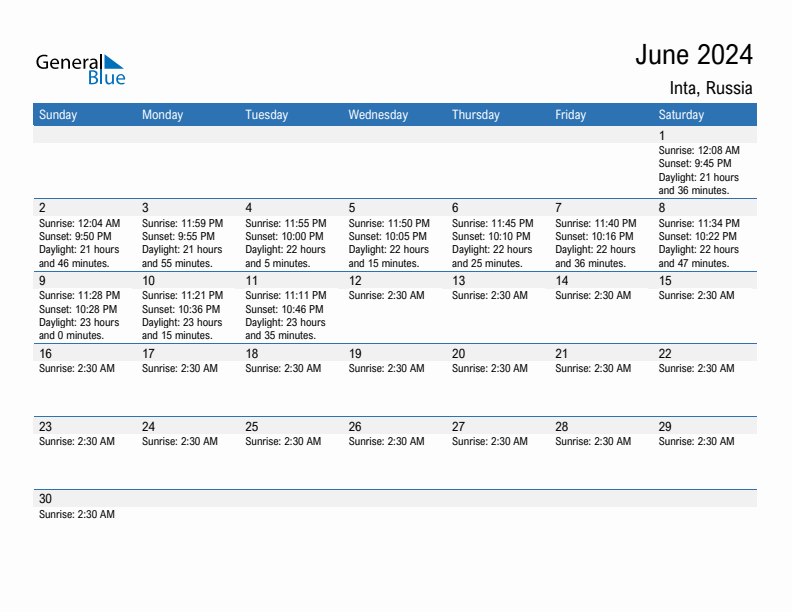 Inta June 2024 sunrise and sunset calendar in PDF, Excel, and Word