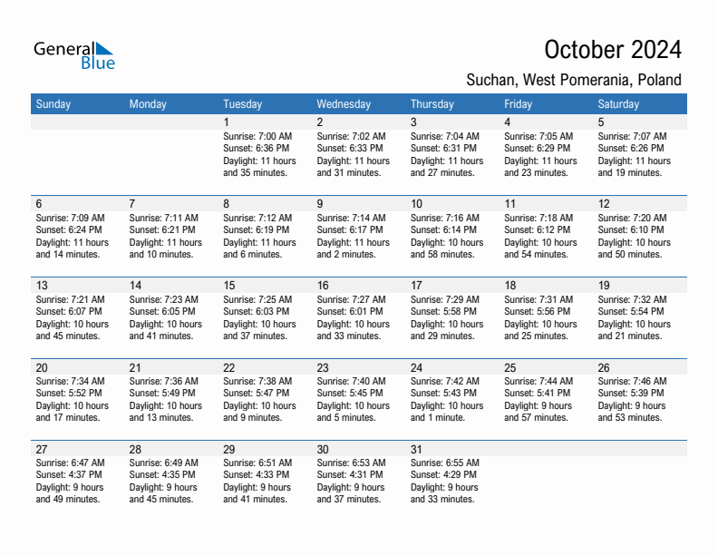 Suchan October 2024 sunrise and sunset calendar in PDF, Excel, and Word