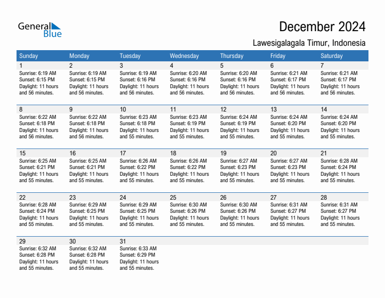 Lawesigalagala Timur December 2024 sunrise and sunset calendar in PDF, Excel, and Word