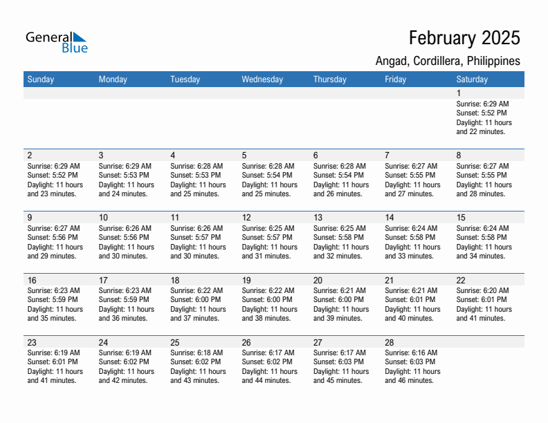 Angad February 2025 sunrise and sunset calendar in PDF, Excel, and Word