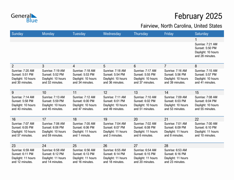 Fairview February 2025 sunrise and sunset calendar in PDF, Excel, and Word