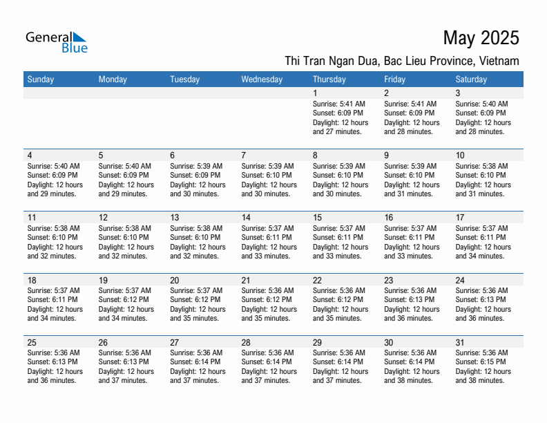 Thi Tran Ngan Dua May 2025 sunrise and sunset calendar in PDF, Excel, and Word