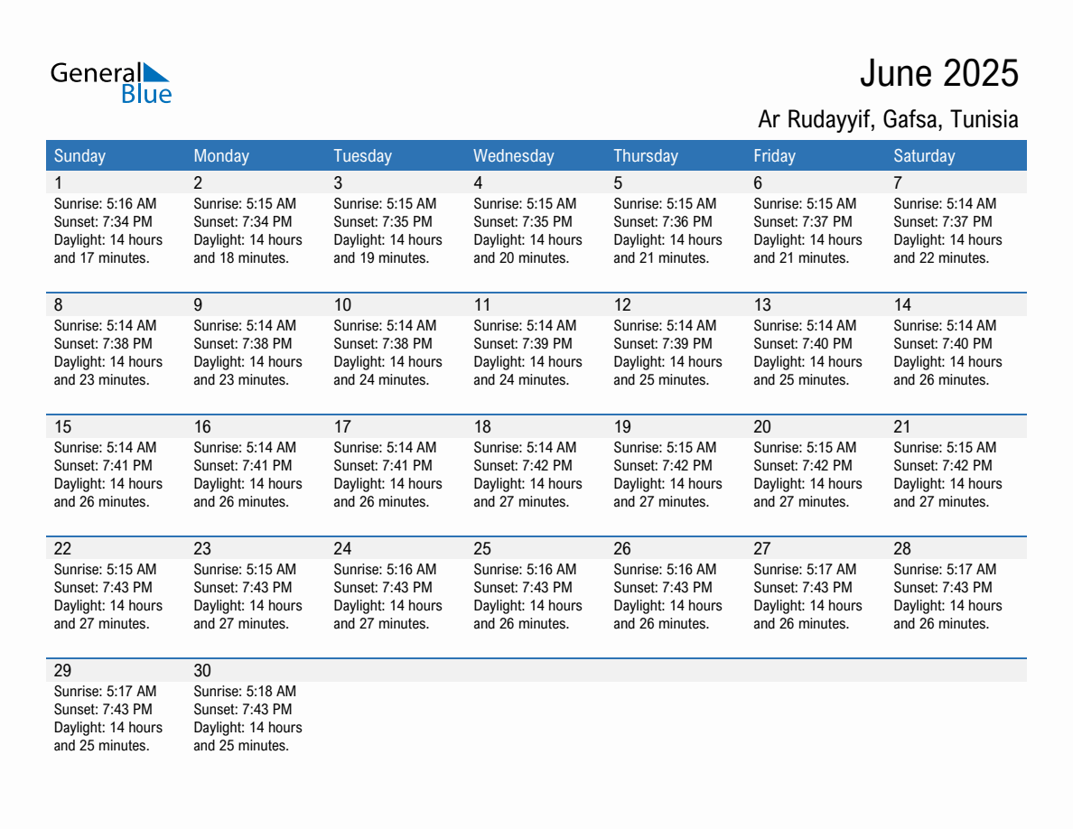 June 2025 sunrise and sunset calendar for Ar Rudayyif