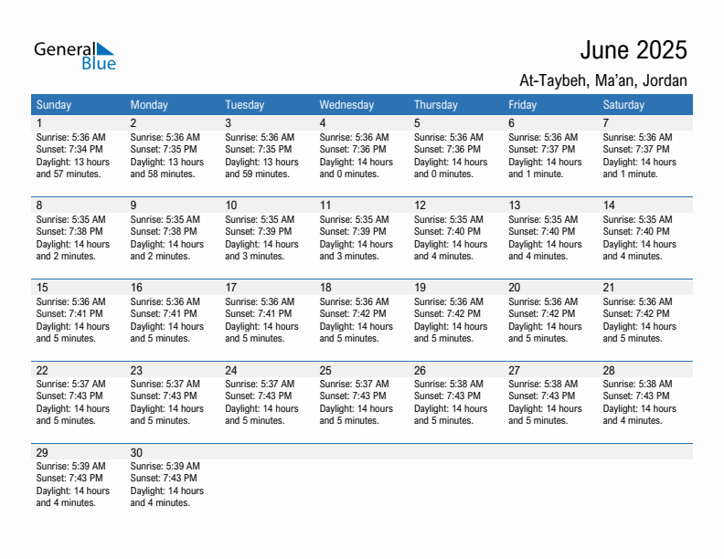 At-Taybeh June 2025 sunrise and sunset calendar in PDF, Excel, and Word