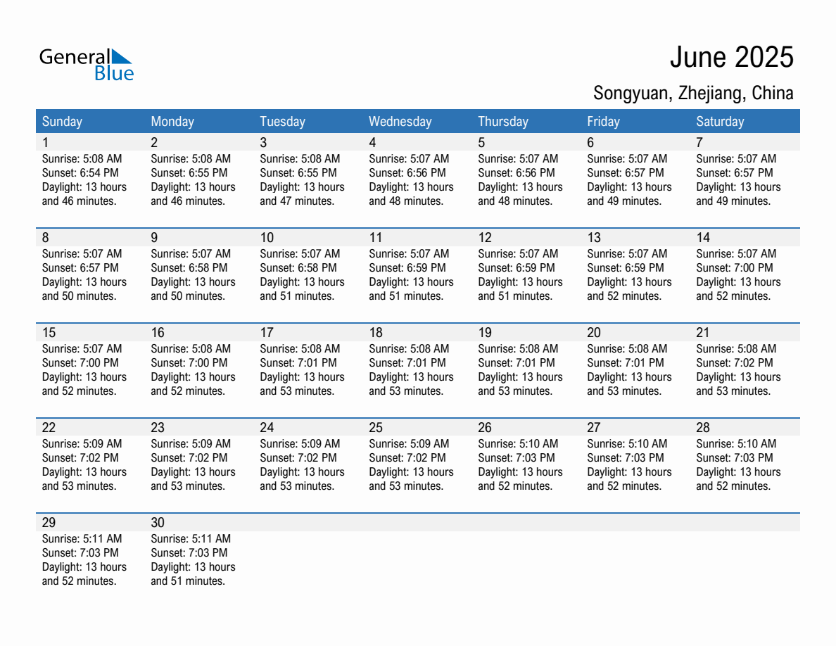 June 2025 sunrise and sunset calendar for Songyuan