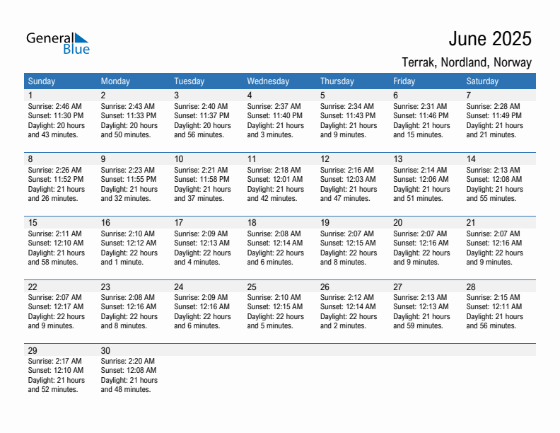 Terrak June 2025 sunrise and sunset calendar in PDF, Excel, and Word