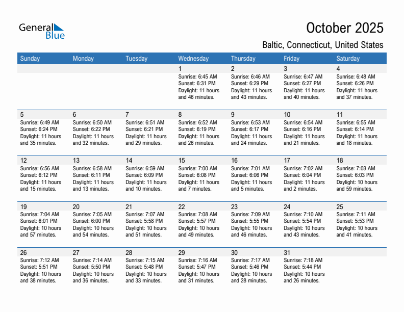 Baltic October 2025 sunrise and sunset calendar in PDF, Excel, and Word