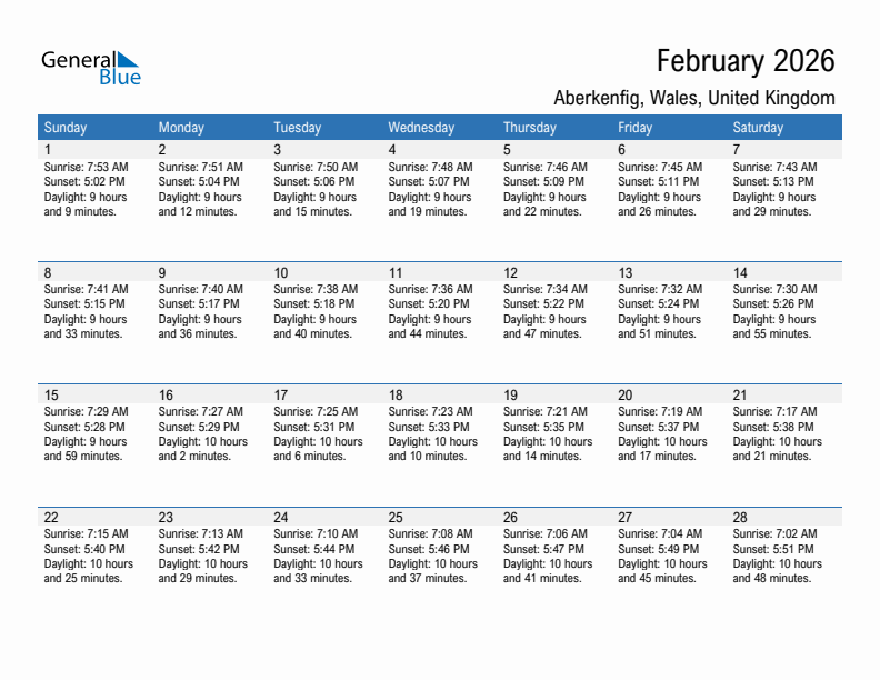 Aberkenfig February 2026 sunrise and sunset calendar in PDF, Excel, and Word