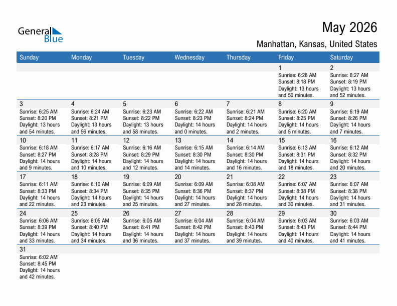Manhattan May 2026 sunrise and sunset calendar in PDF, Excel, and Word