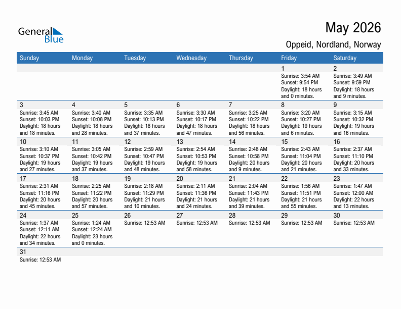 Oppeid May 2026 sunrise and sunset calendar in PDF, Excel, and Word