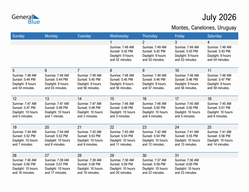 Montes July 2026 sunrise and sunset calendar in PDF, Excel, and Word