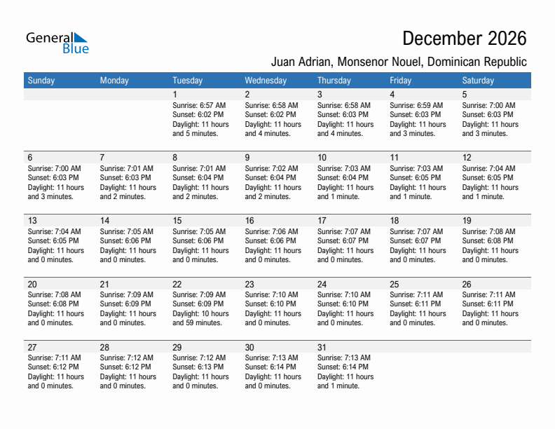 Juan Adrian December 2026 sunrise and sunset calendar in PDF, Excel, and Word