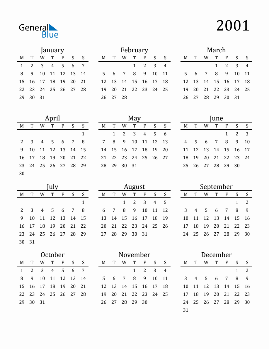 さくらももこ CALENDAR 2001 2001 Full-Year Calendar with Monday Start