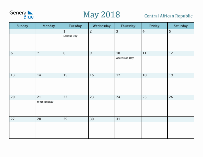 May 2018 Calendar with Holidays