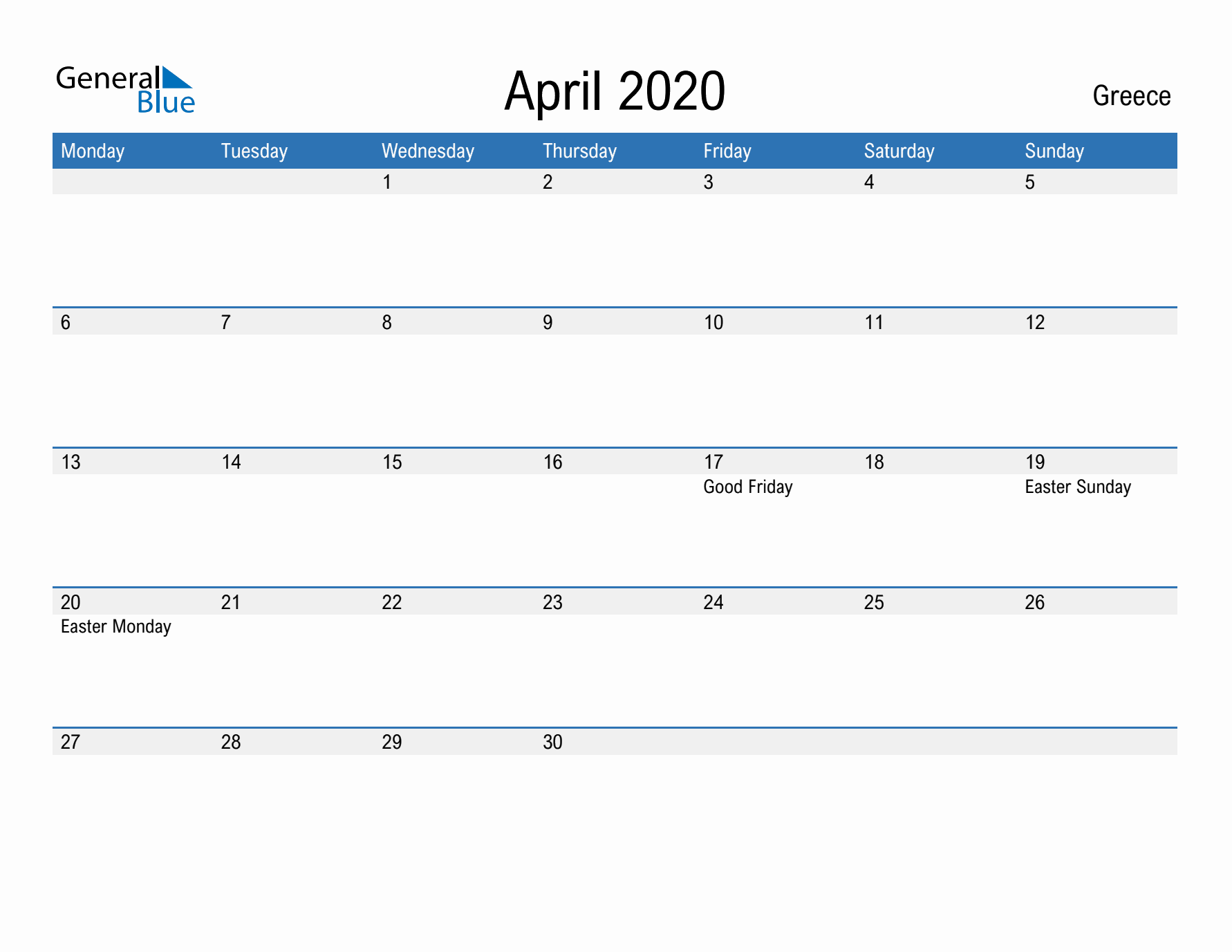 Fillable April 2020 Calendar