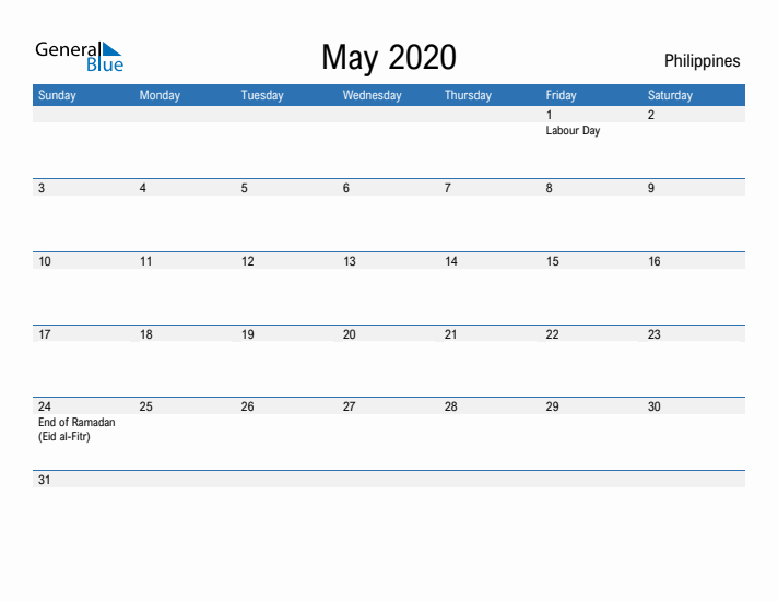 Fillable May 2020 Calendar