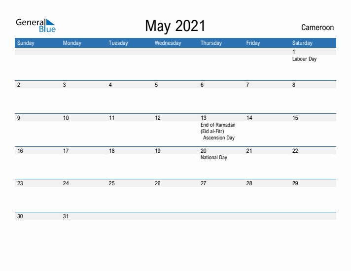 Fillable May 2021 Calendar
