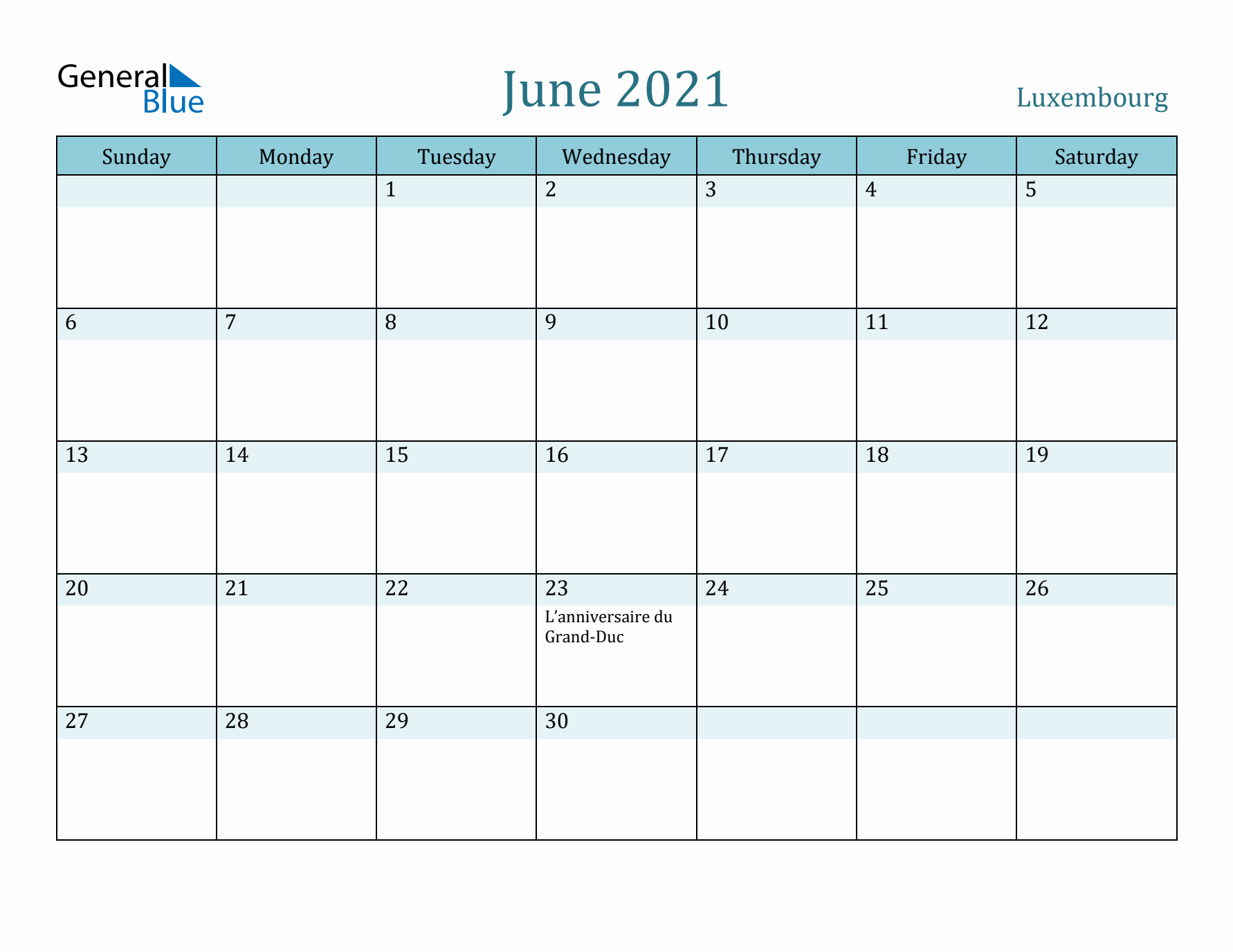June 2021 Calendar with Holidays