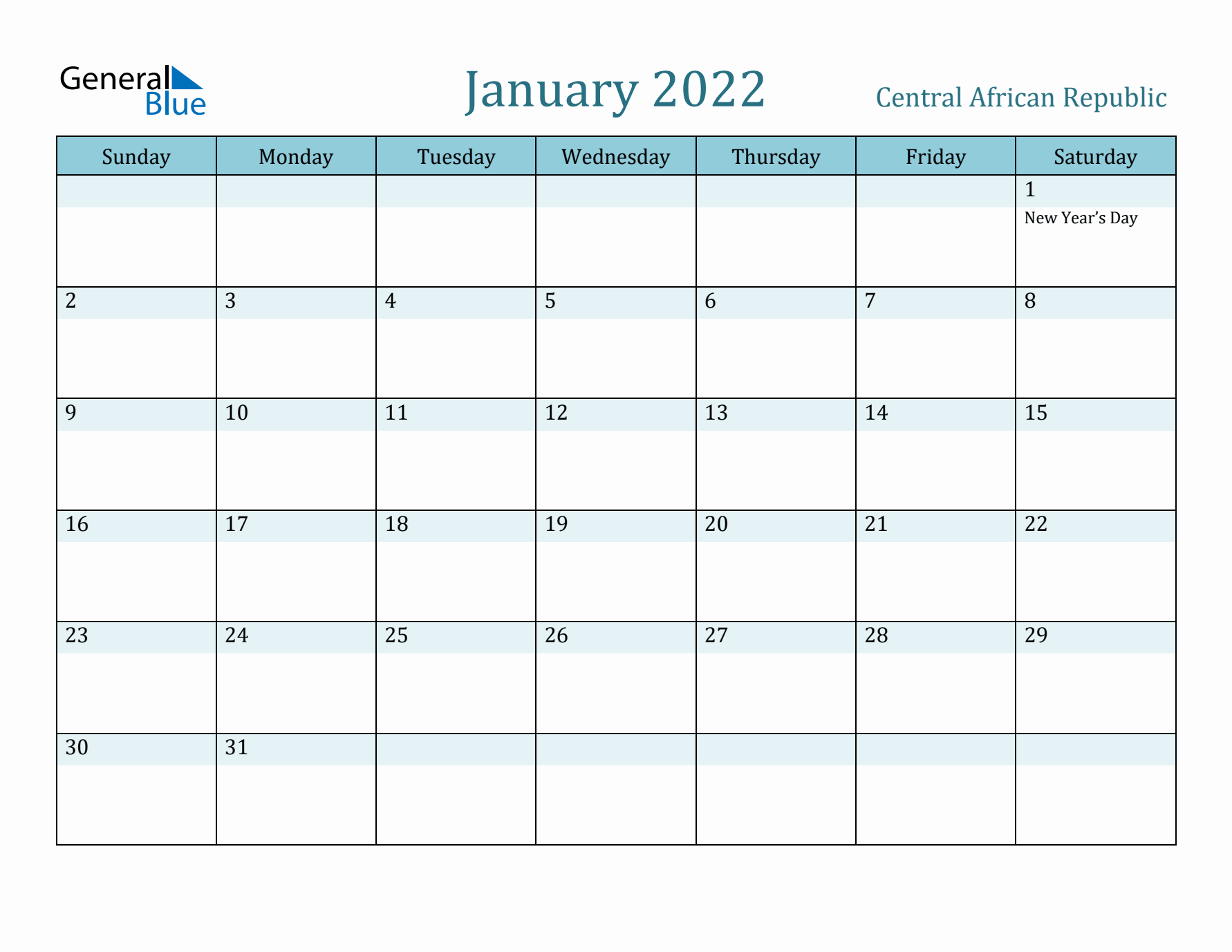 January 2022 Calendar with Holidays