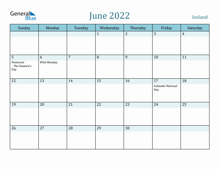 June 2022 Calendar with Holidays