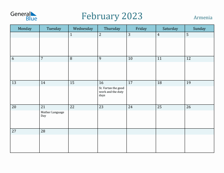 February 2023 Calendar with Holidays
