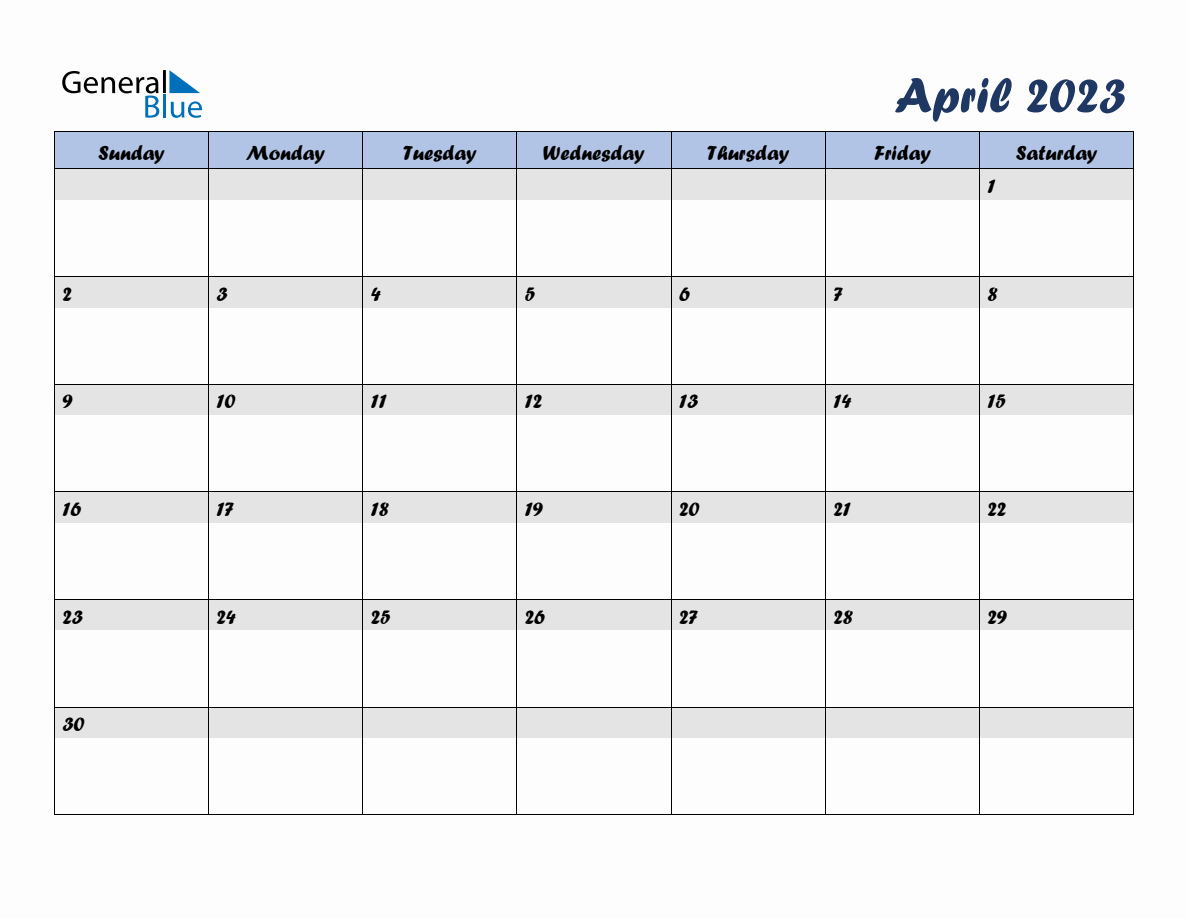 Free April 2023 Monthly Editable Calendar