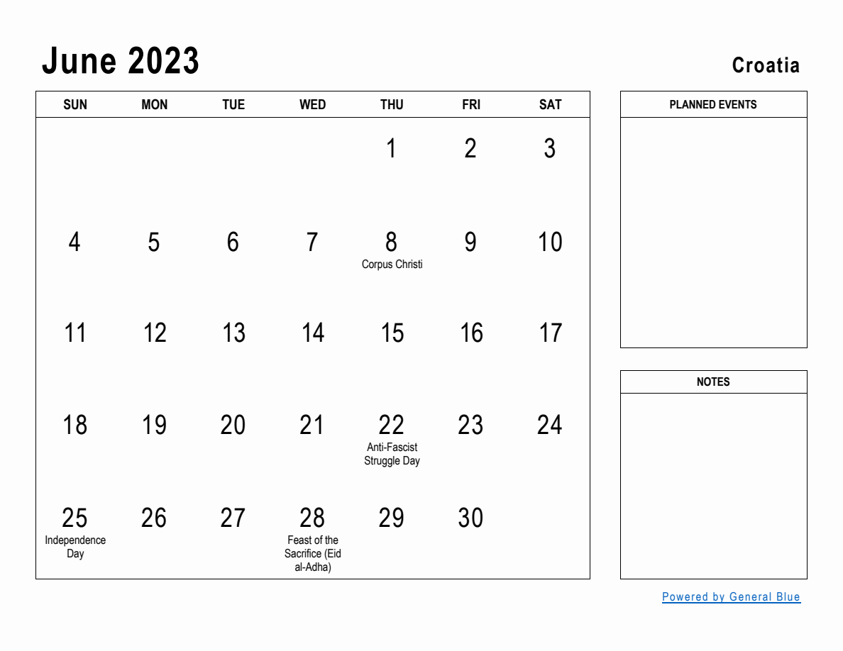 June 2023 Planner with Croatia Holidays