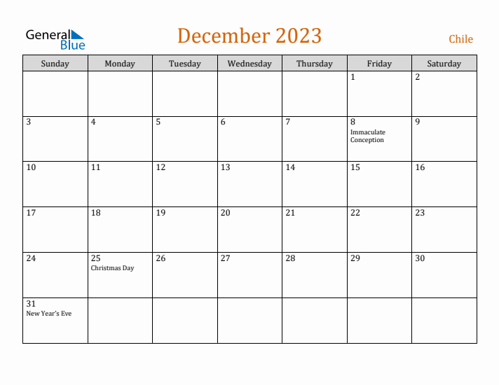December 2023 Holiday Calendar with Sunday Start
