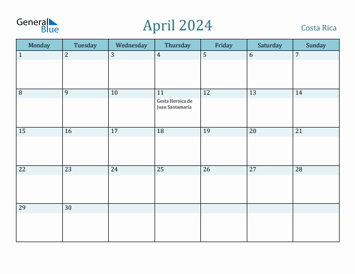April 2024 Calendar with Holidays