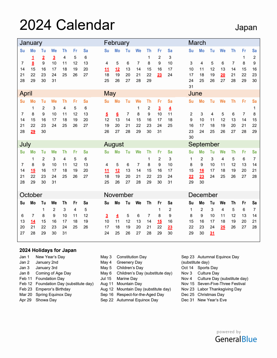 COM. Calendar 2024年サイン入り 2024-calendar-multi-colored-