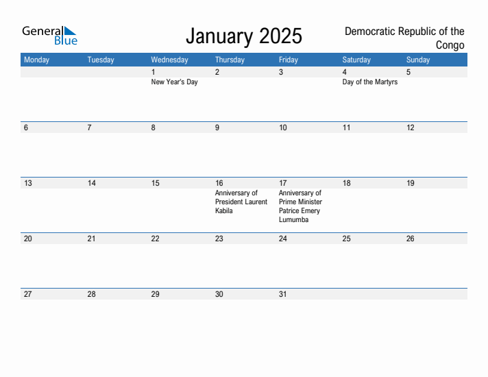 Fillable January 2025 Calendar