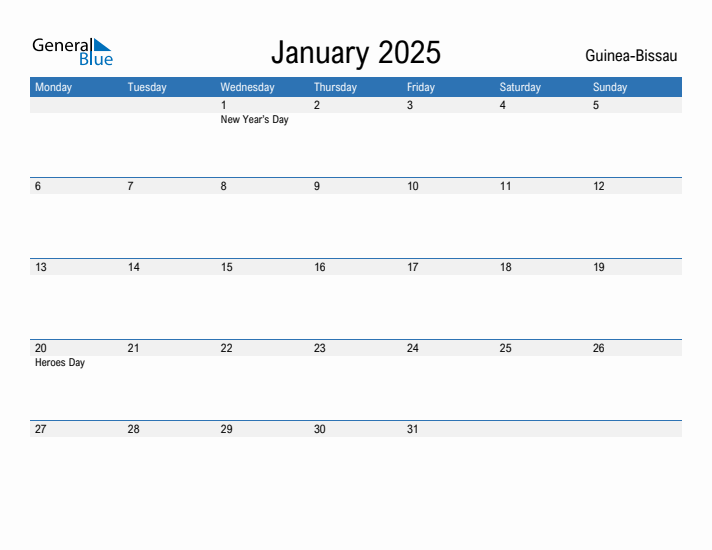 Fillable January 2025 Calendar