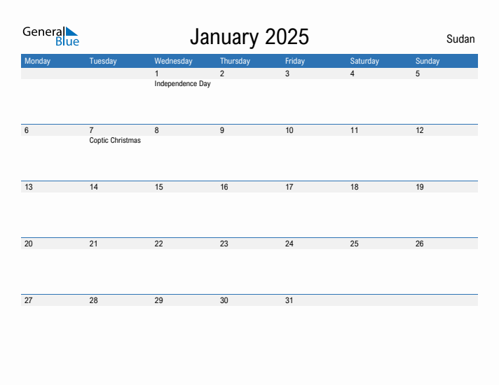 Fillable January 2025 Calendar